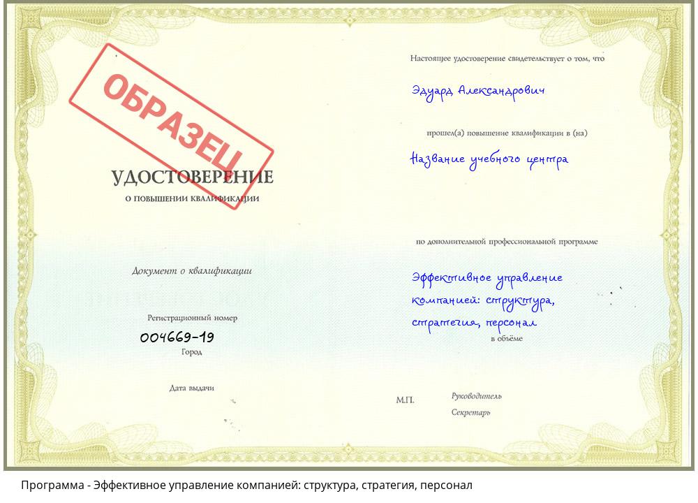 Эффективное управление компанией: структура, стратегия, персонал Новокубанск