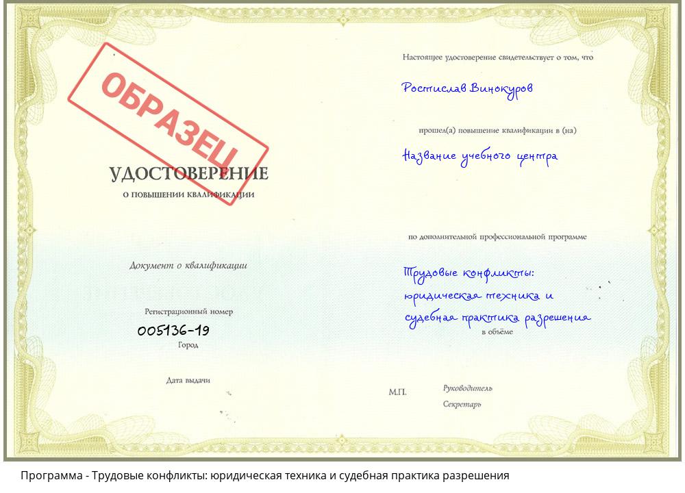 Трудовые конфликты: юридическая техника и судебная практика разрешения Новокубанск