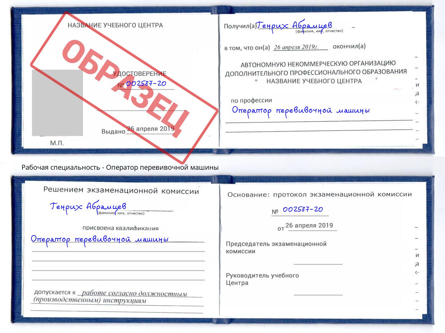 Оператор перевивочной машины Новокубанск