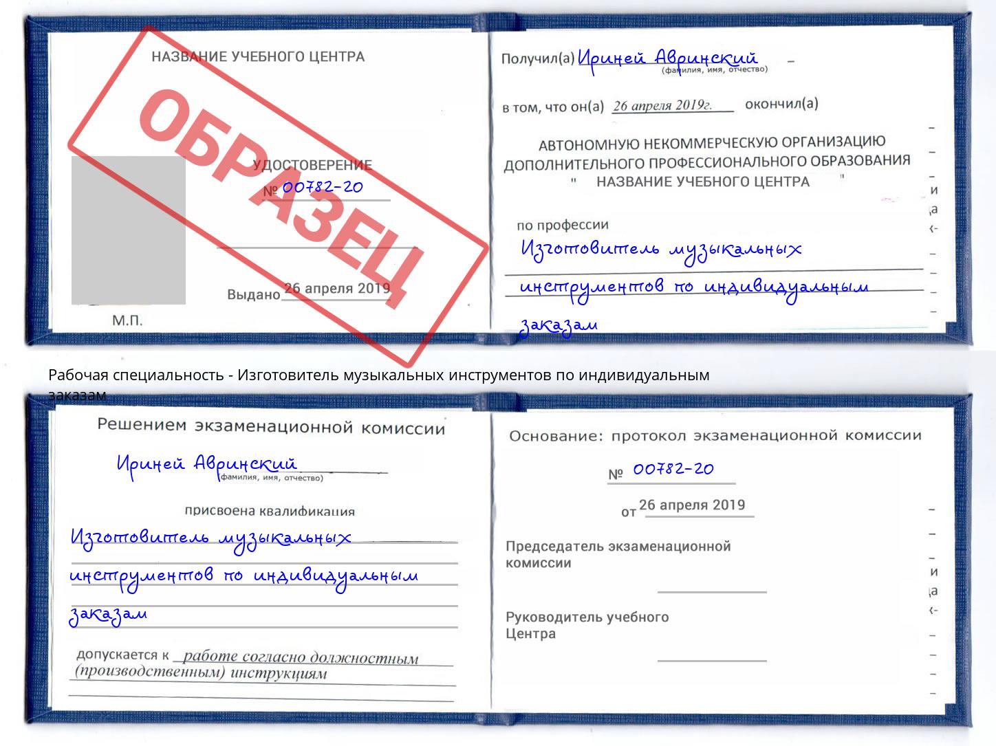 Изготовитель музыкальных инструментов по индивидуальным заказам Новокубанск