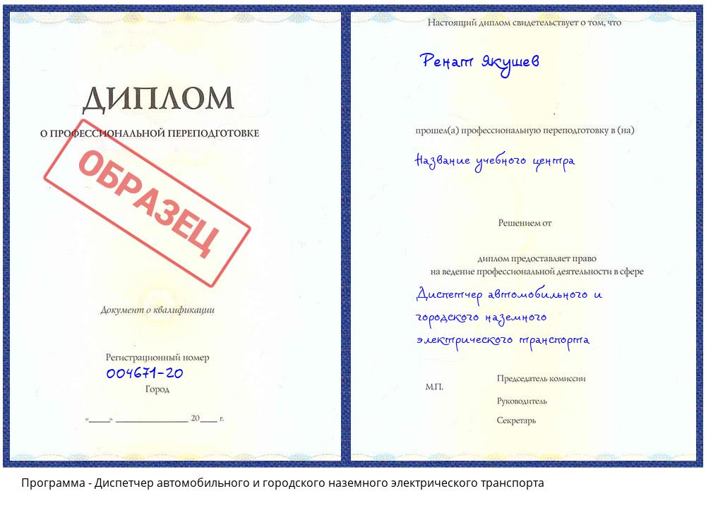 Диспетчер автомобильного и городского наземного электрического транспорта Новокубанск