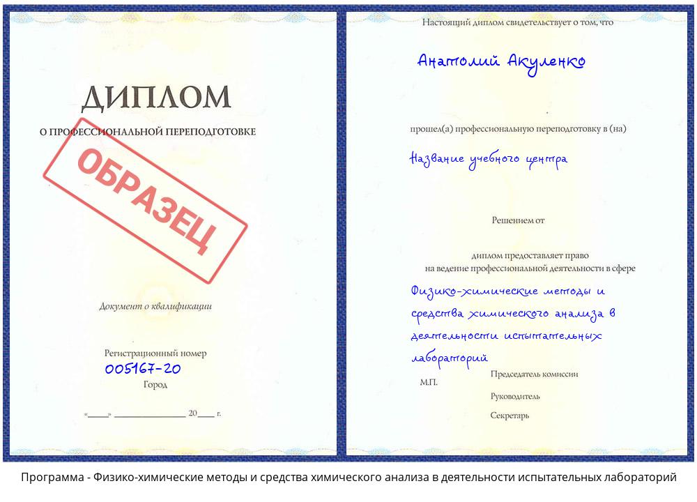 Физико-химические методы и средства химического анализа в деятельности испытательных лабораторий Новокубанск