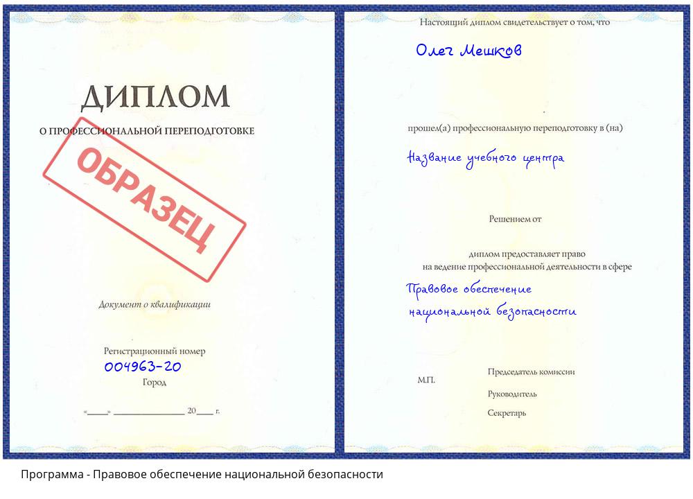 Правовое обеспечение национальной безопасности Новокубанск